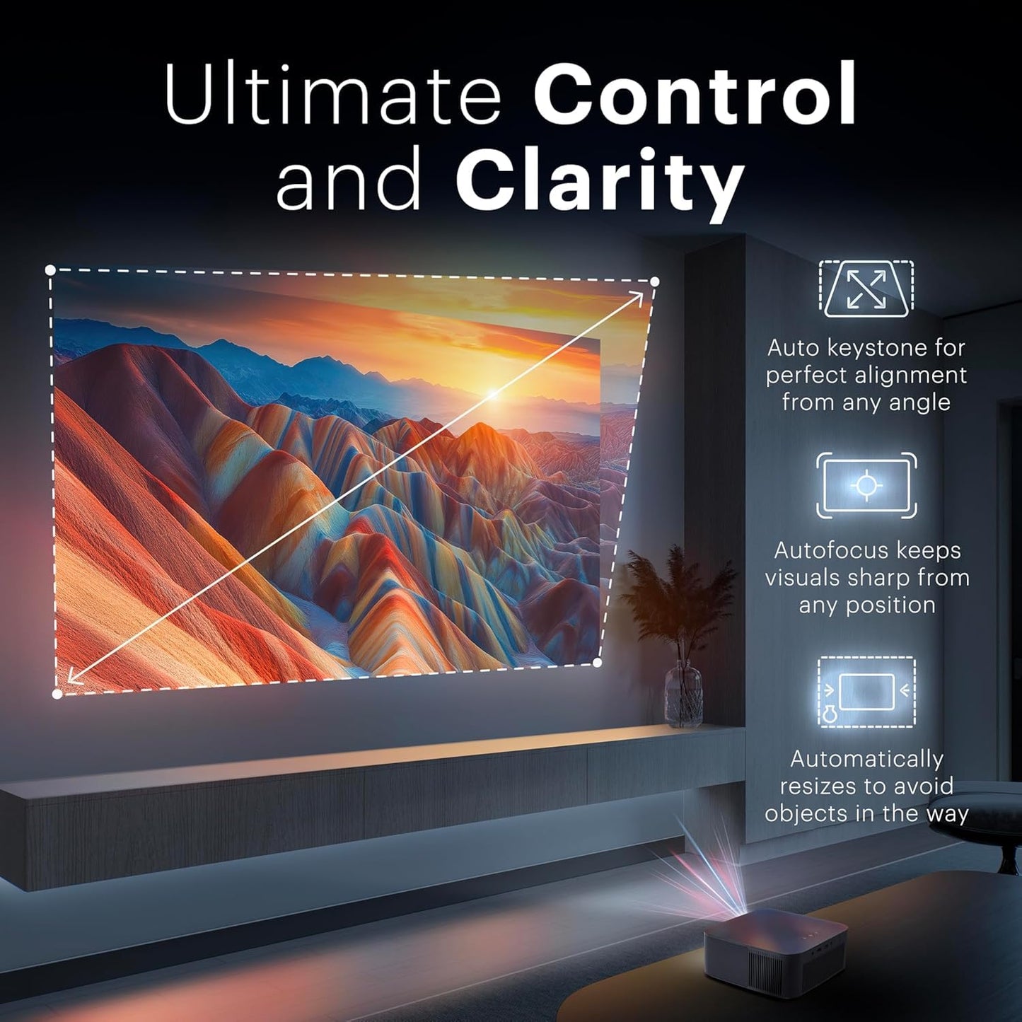 Kodak Flik X20 1080p Smart Projector, Google TV Dongle Built-In | 300 ANSI Lumens LED | Auto Focus & Keystone | HDMI & USB | Wi-Fi , Bluetooth 5.0 | HDR10, 4K Decode | Portable Home Theater (Black)