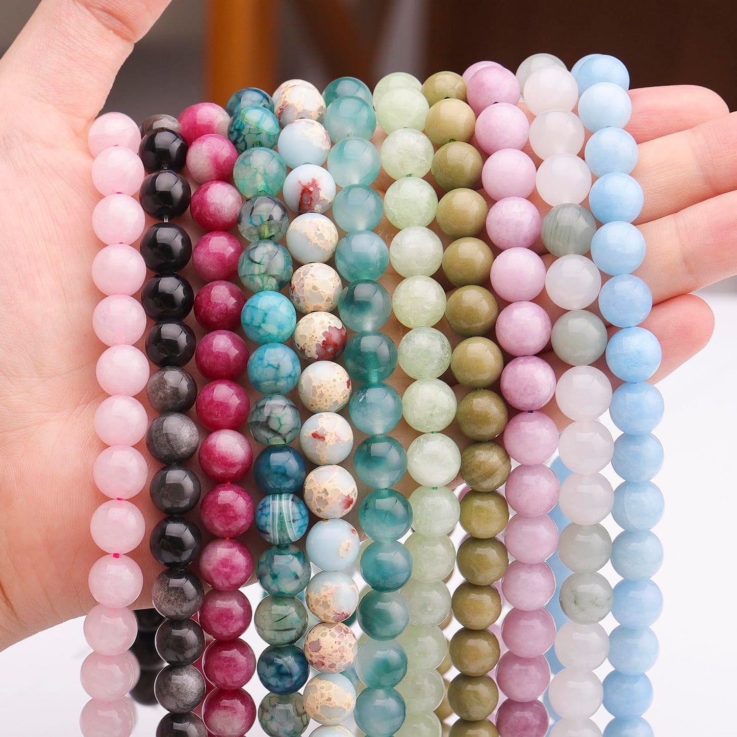 35pcs 10mm Natural Gemstone Beads for Jewelry Making Supplies,Obsidian Healing Crystal Polished Round Loose Stone Beads for Bracelet Necklace 15 Inch