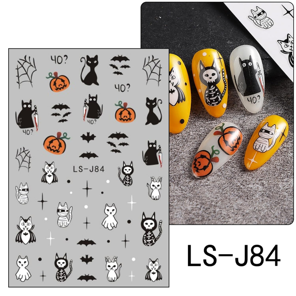 12 Sheets Halloween Nail Art Stickers 3D Self Adhesive Nail Decals Pumpkin Cute Ghost Nail Stickers for Nail Art Bat Cat Skull Design Nail Supplies Halloween DIY Manicure for Women Girls