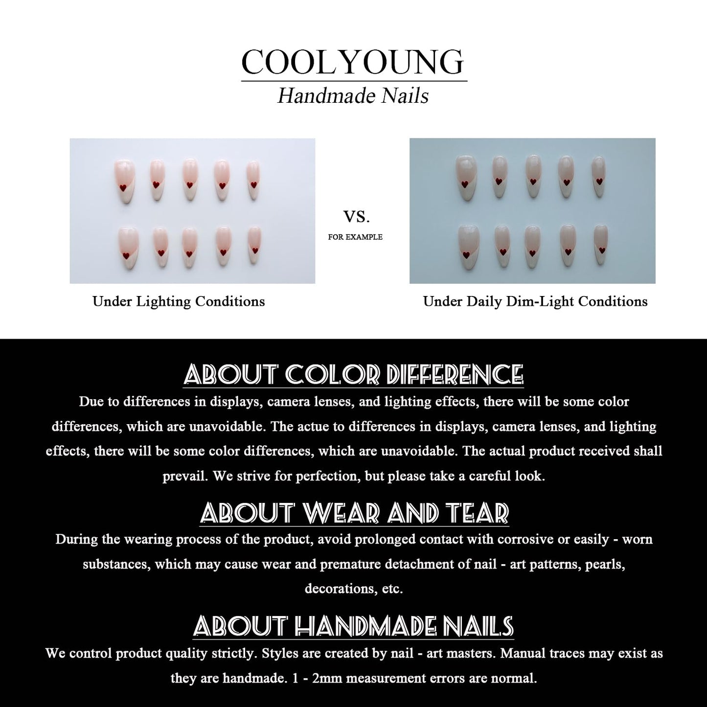 COOLYOUNG 25PC Short Glitter Press On Nails Soft Gel Acrylic Blush Pink Black Mix Reusable Fake Nails