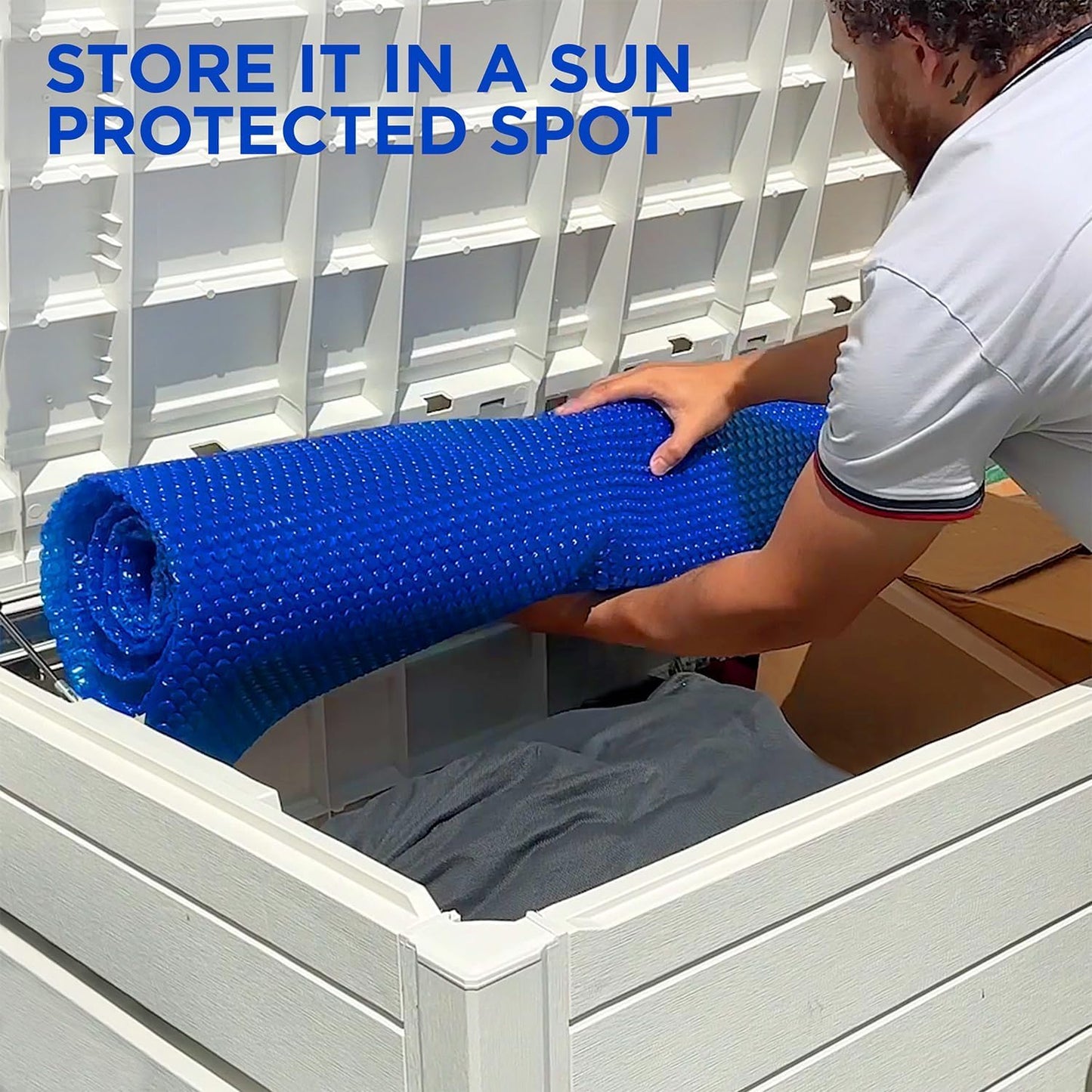 Shop Square 12 x 24 Foot Rectangle Solar Pool Cover for Inground and Above Ground Pools, 16 Mil - Premium Heavy Duty Solar Blanket for Above Ground Pool, Blue - Made in USA