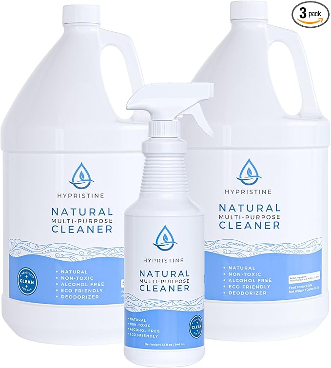Hypristine Natural Multipurpose Surface Cleaner, 32oz Spray & 2 Pack of 1 Gallon Bottles