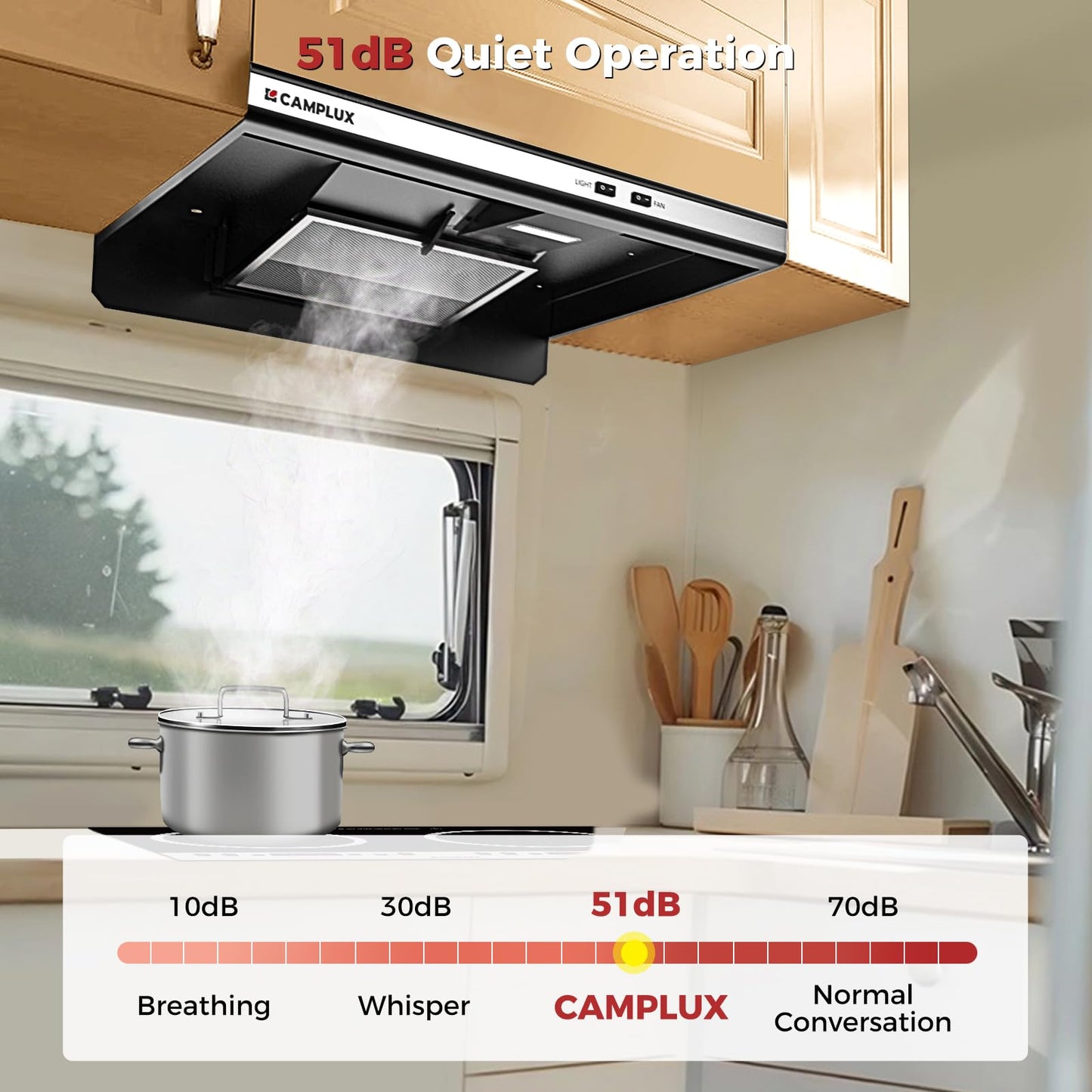 CAMPLUX 21 Inches RV Gas Range and 22 Inches RV Range Hood Combo