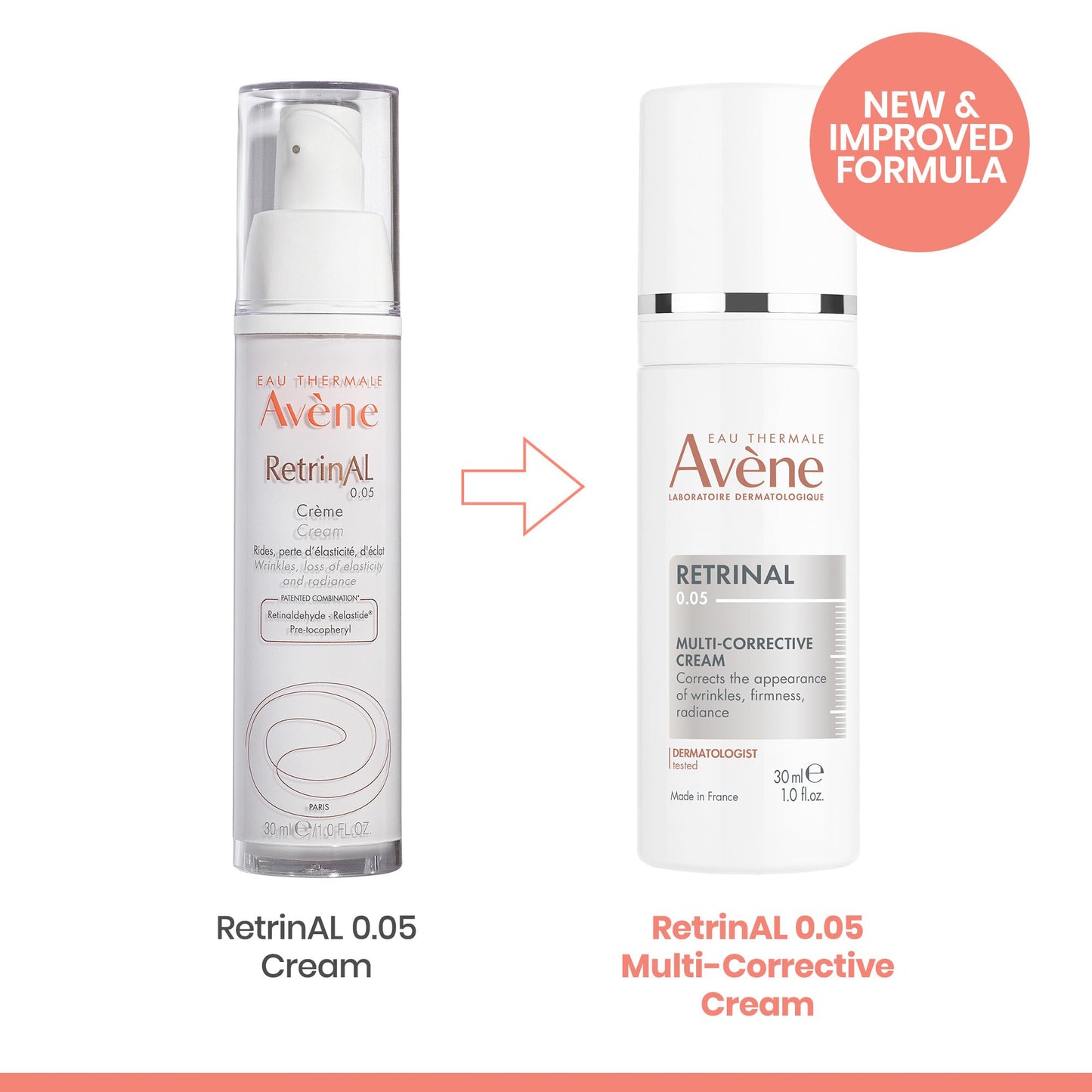 Avène Retrinal 0.05% Intensive Multi-Corrective Cream, Retinal Face Cream Formulated with Retinaldehyde, Niacinamide & Hyaluronic Acid, Anti-aging Cream Visibly Reduces Wrinkles & Fine Lines, 1 Fl Oz