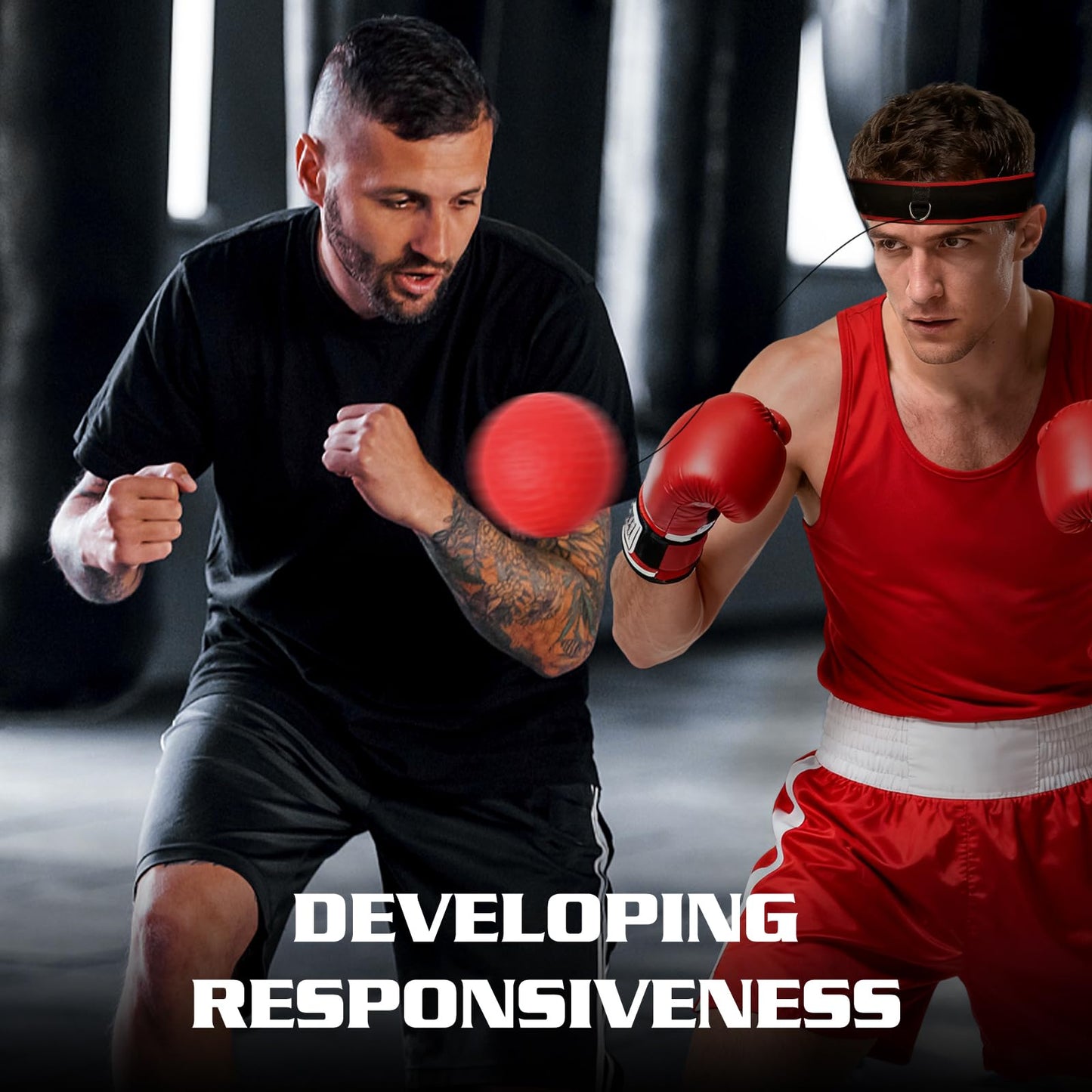 KTEBO Boxing Reflex Ball Headband Set - Includes 4 Different Balls and 2 Adjustable Headbands for Beginner Proficiency Improvement, Great Boxing Equipment, Perfect Stocking Stuffers