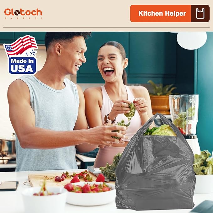 Glotoch 500 Count - Plastic T-shirt Bags Gray, 11.5" x 6.5" x 21" Grocery Bags with Handles for Restaurant, Retail, Grocery Store, Takeout, Convenience Stores, Shopping Bag