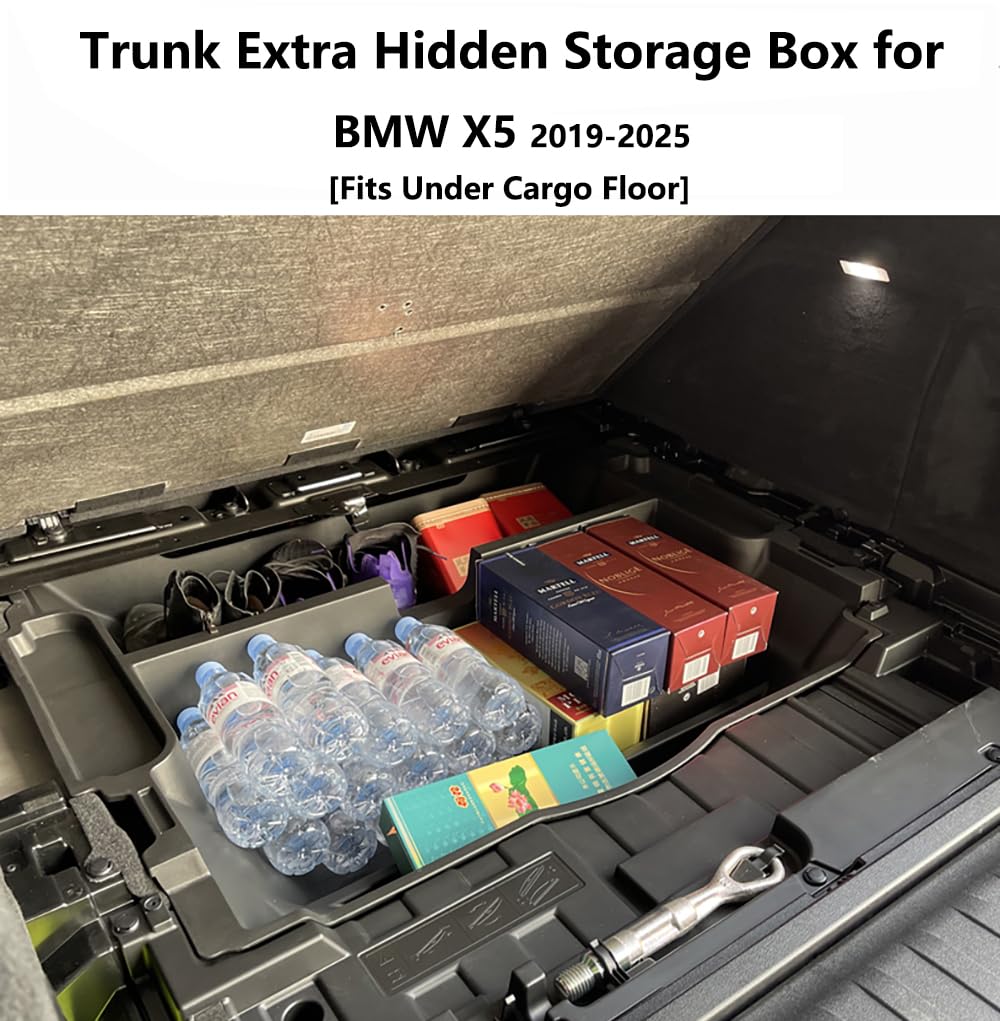 QXZcar Trunk Organizer compatible with BMW X5, Insert Cargo Bins Rear Hatch Storage Box fits X5 2019-2025