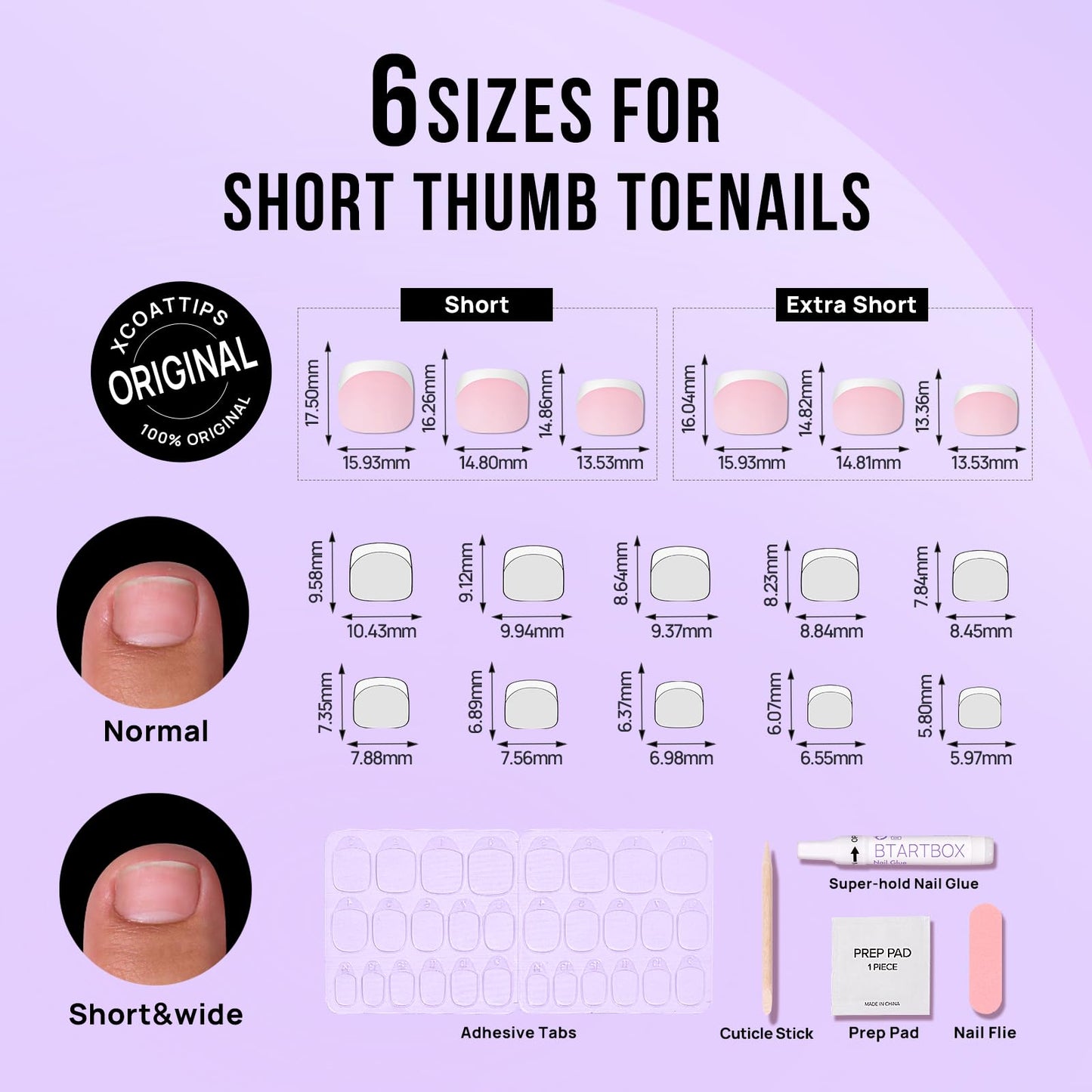 BTArtbox Press On Nails and Toenails, Timeless Grace with Classic French Set