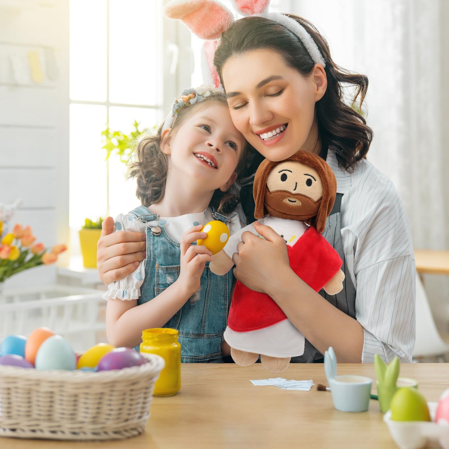 Yelakey 13" Jesus Plush Toy Heart of Jesus Plushie Savior Stuffed Doll for Church Sunday School Religious Easter Gift for Children Kids (Pack of 2)