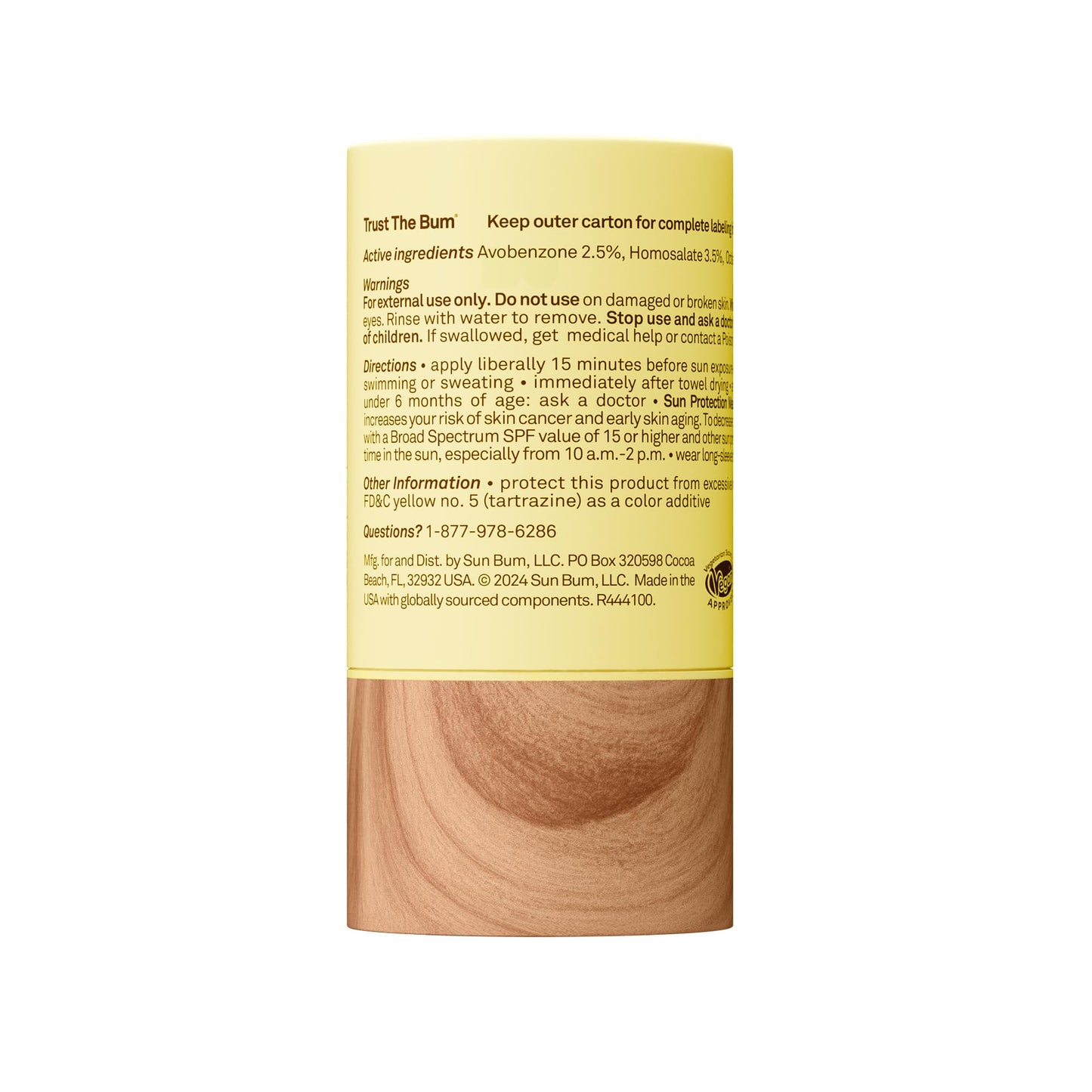 Sun Bum Original SPF 40 Cooling Face and Body Sunscreen Stick - Water resistant Broad Spectrum Facial Sunscreen - Hawaii 104 Act Compliant (Made Without Octinoxate & Oxybenzone) - Travel Size - 0.7 oz