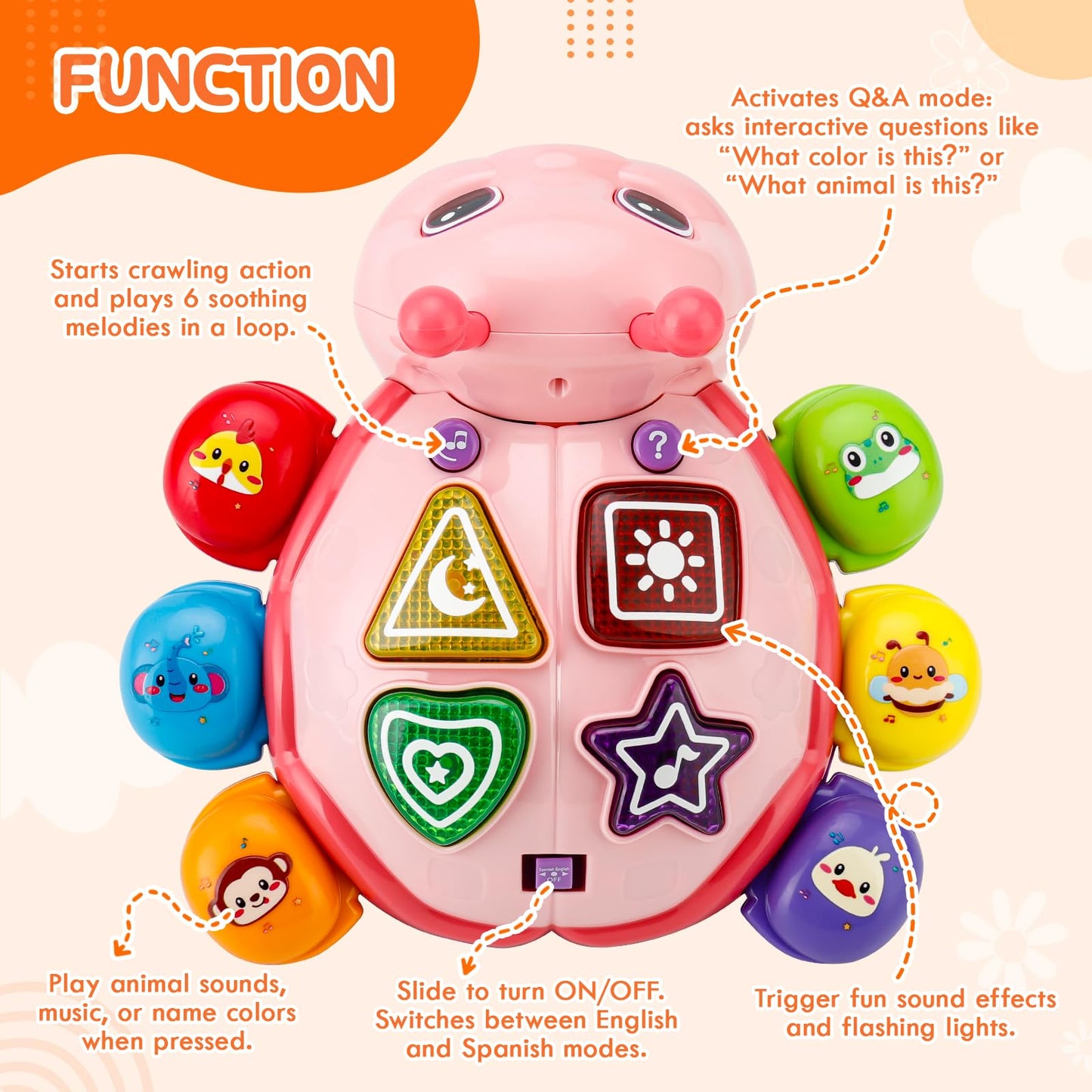 AUUGUU Baby Musical Crawling Toy – Light-Up & Tummy Time Toys for 12 Months – Fun Infant Development Gift for Girls