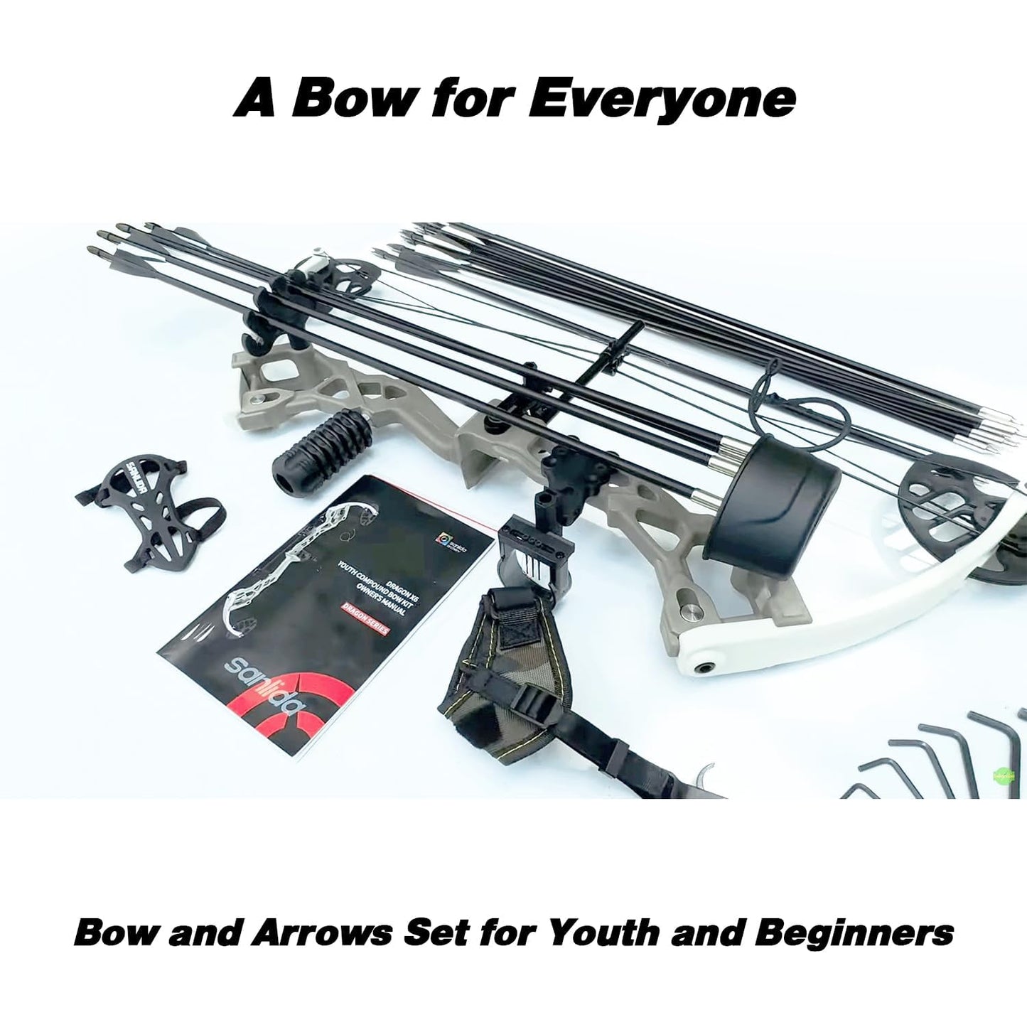 Sanlida Archery Dragon X6 Compound Bow Kit for Youth, Kids & Beginners, Bow and Arrows Set, 19”-28” Draw Length, 15-30 LBS Draw Weight, RH Only