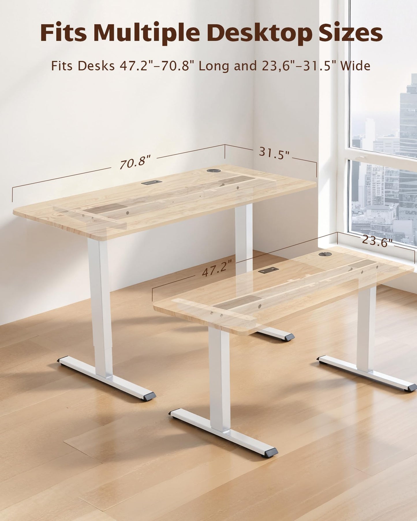 TOPSKY Dual Motor Electric Standing Desk Frame, Height Adjustable Sit Stand Base for Home Office, Fits Table Tops up to 70.8 x 31.5 Inch, 225 lb Capacity (White, Without Stand)
