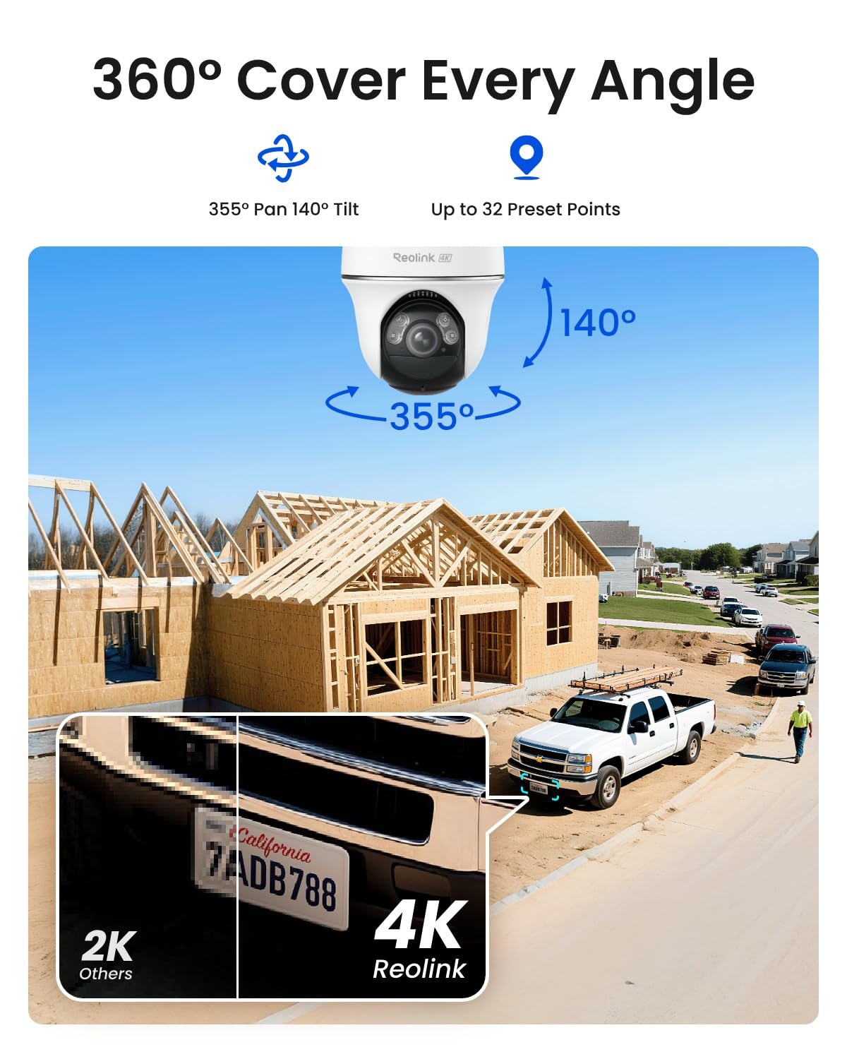 REOLINK 4K LTE Cellular Security Camera Wireless Outdoor, No WiFi, 3G/4G LTE, Solar Powered, SIM Card+32GB SD Card Included, Color Night Vision, Local/Cloud Storage, Go PT Ultra+SP, Updated Version
