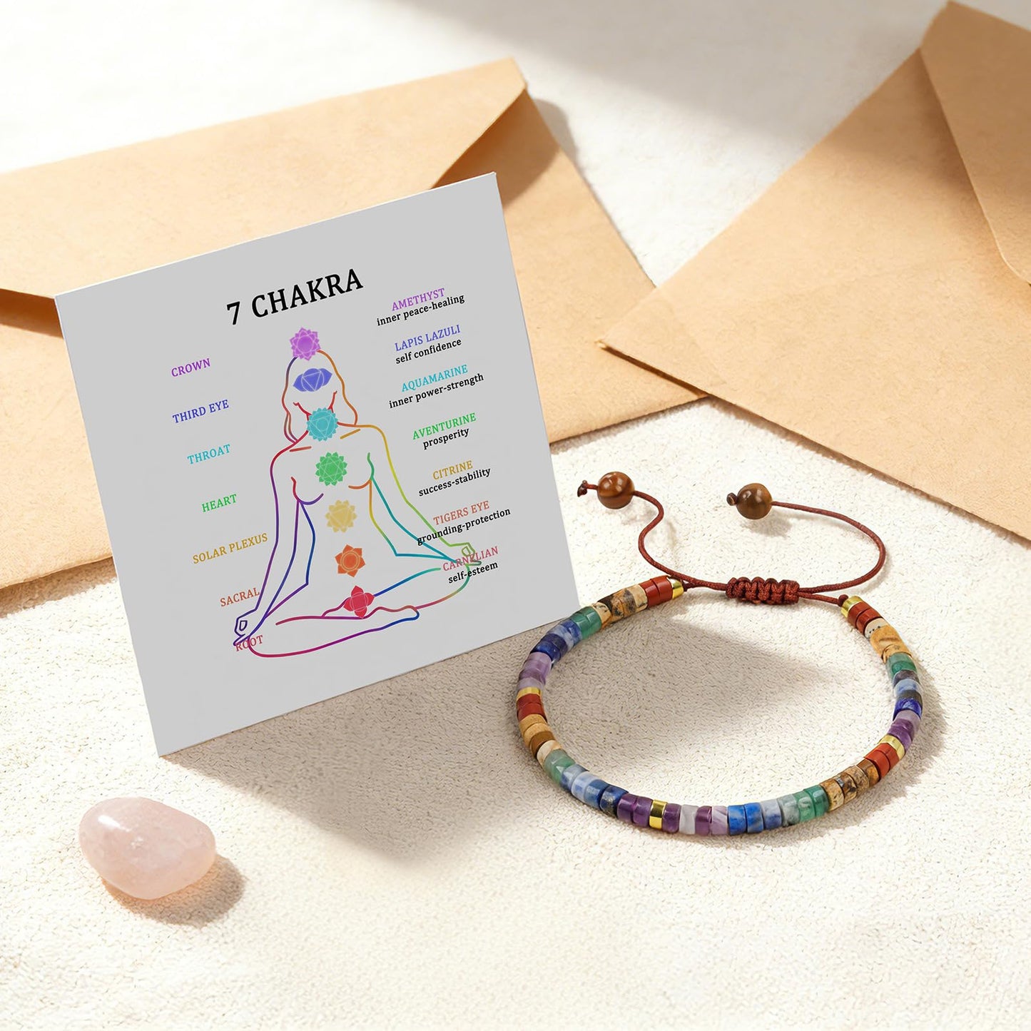 RuiLove Chakra Bracelets for Women, 7 Chakras Stone Healing Crystal, Anxiety and Protection Bracelet, Spiritual Jewelry Gifts