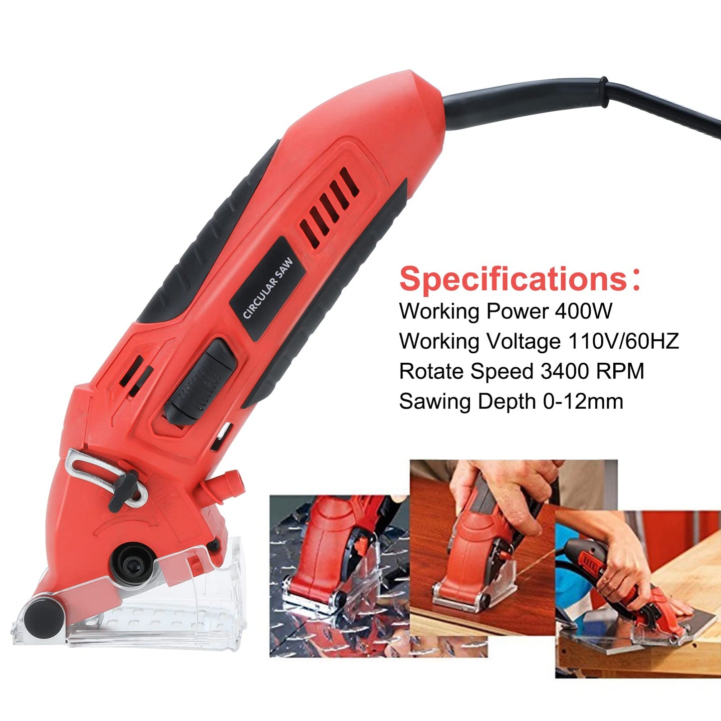 WerkWeit Mini Circular Saw Set Professional Multifunctional Circular Saw Machine Set 400W High Powered Compact Circular Saw with Tool Box, 6 Carbide Tipped Blades for Cutting Wood,Plastic,Tile,Metal
