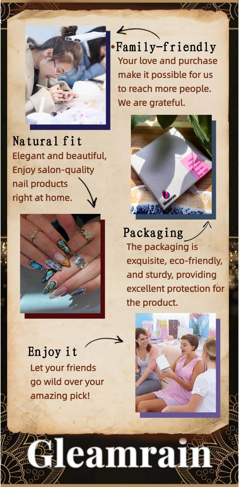 Gleamrain Pink Press on Nails Handmade Duck Glue on Nails Yellow French Tip with 3d Flower Design Elegant for Women for Spring 10pcs M Size Pattern 1105