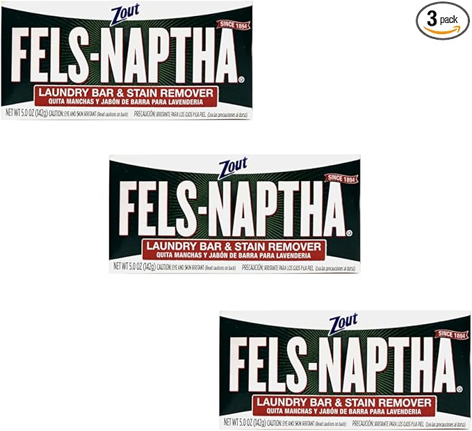 Fels Naptha Laundry Soap & Stain Remover Bar, Pack of 3