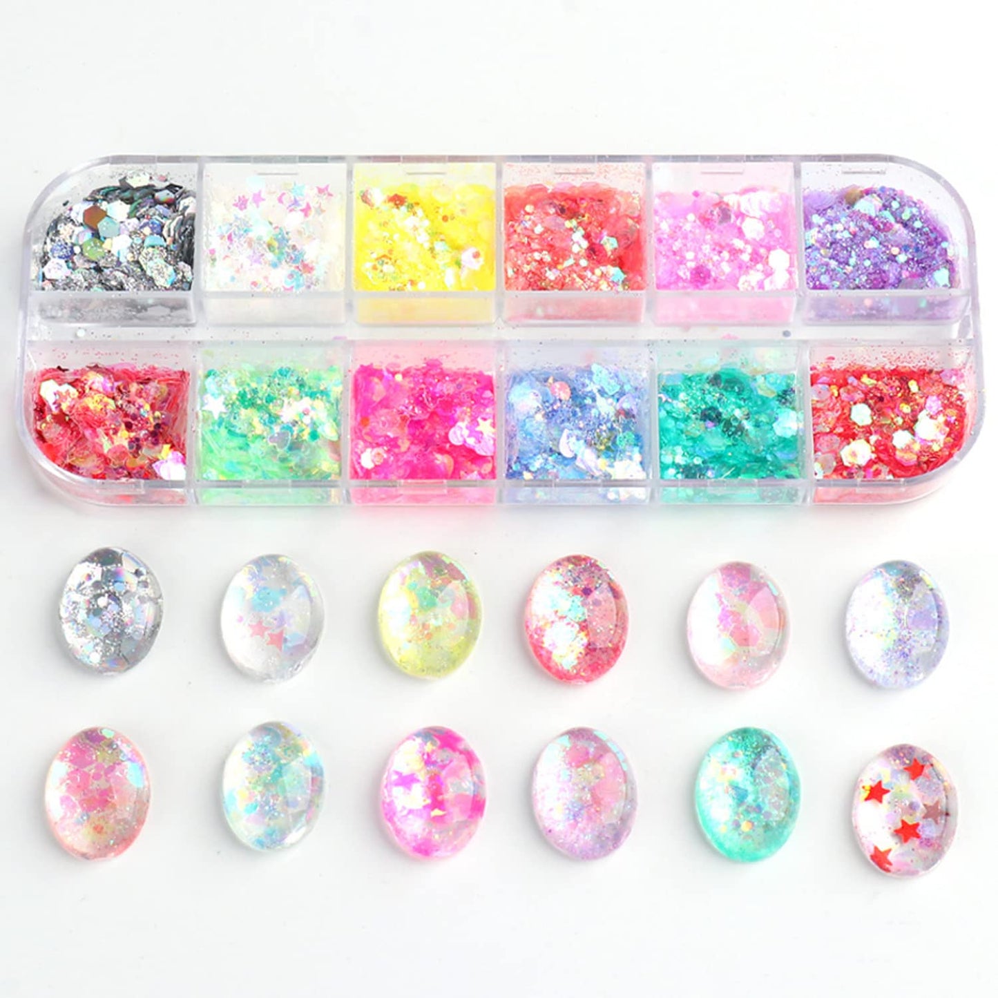 Iridescent Glitter Nail Art Sequins, Holographic 3D Irregular Ultra-Thin Nail Art Glitter Flakes Designs, Shiny Mermaid Nail Glitter Slices Resin Acrylic Supplies for Women Girls Manicure Decorations