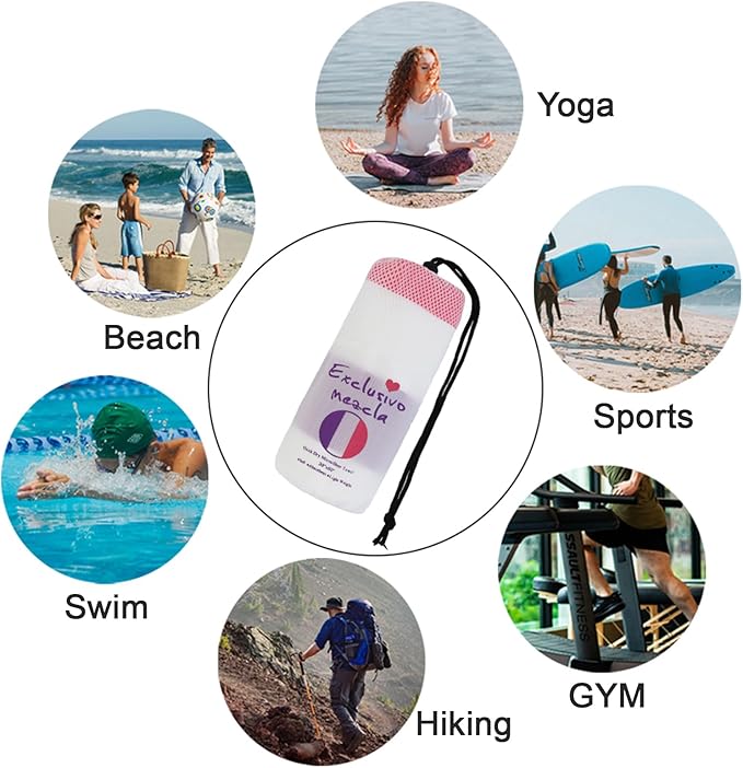 Exclusivo Mezcla Microfiber Quick Dry Beach Towel, Oversized Lightweight Sandfree Pool Towel for Swimming Camping Travel with Bag (Black, 35x70 Inches)