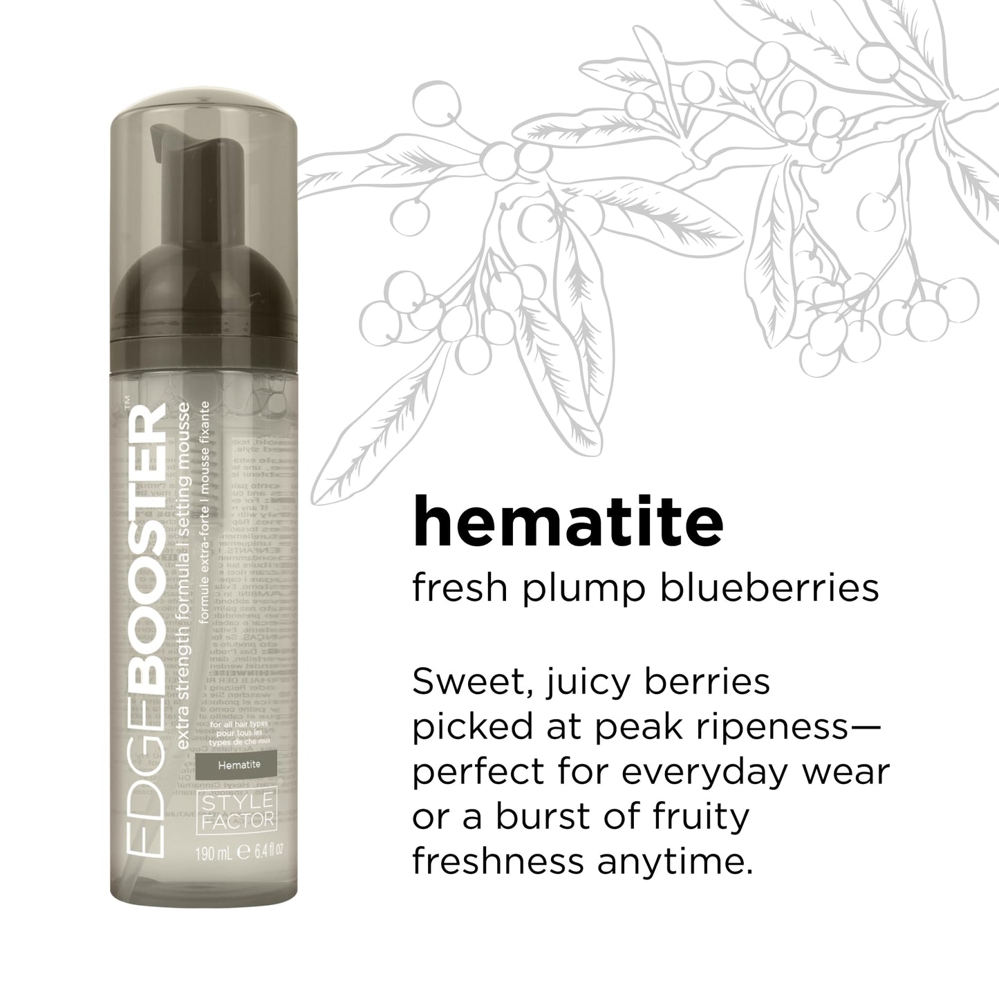 Style Factor EDGE BOOSTER Extra Strength Setting Mousse Travel Size โ Frizz Control, Extra Volume, and Conditioning โ 2.5oz Hematite Mousse for Curly Hair