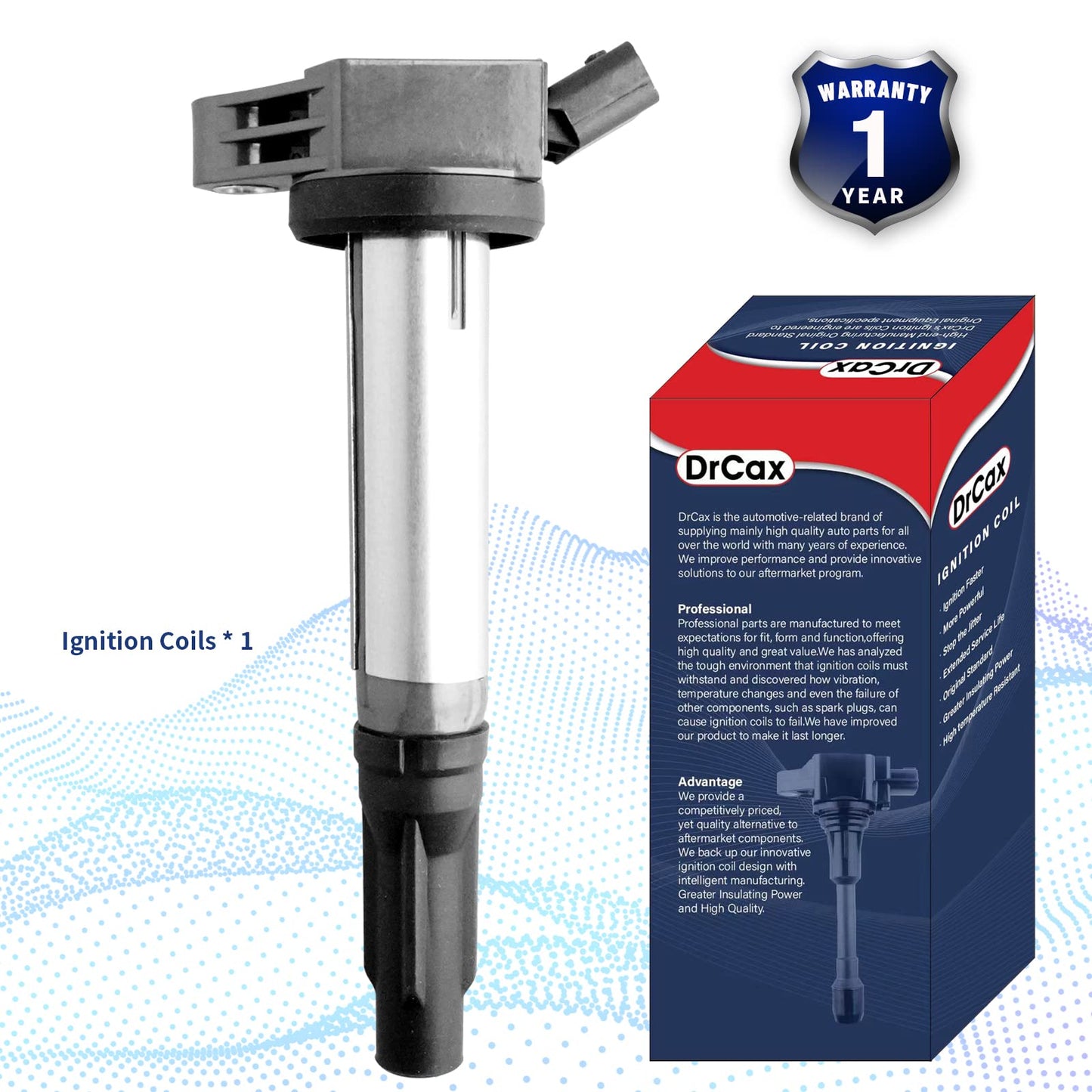DrCax OEM Ignition Coil UF487 C1601 90919-A2007 Compatible with Lexus Toyota Lotus ES350 RX350 RX450h Avalon Camry Highlander RAV4 Sienna Venza Evora - 3.5L V6 Engines - 1 Pack
