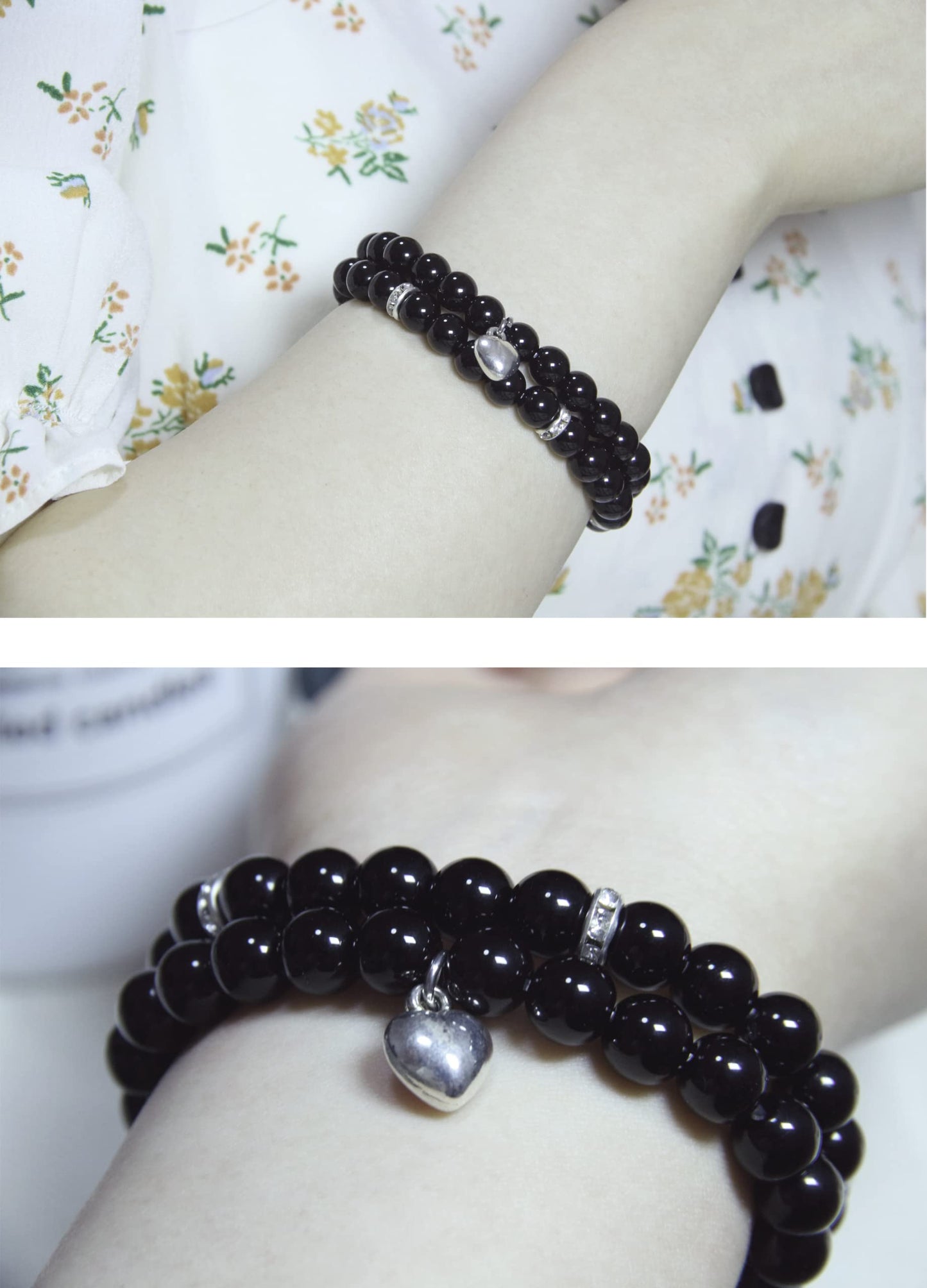 GDLKPYHS Healing Bracelets for Women - Black Obsidian Bracelet - Healing Prayers Crystal Bracelet, 8mm Natural Stone Stress Relief Yoga Beads Get Well Soon Gifts