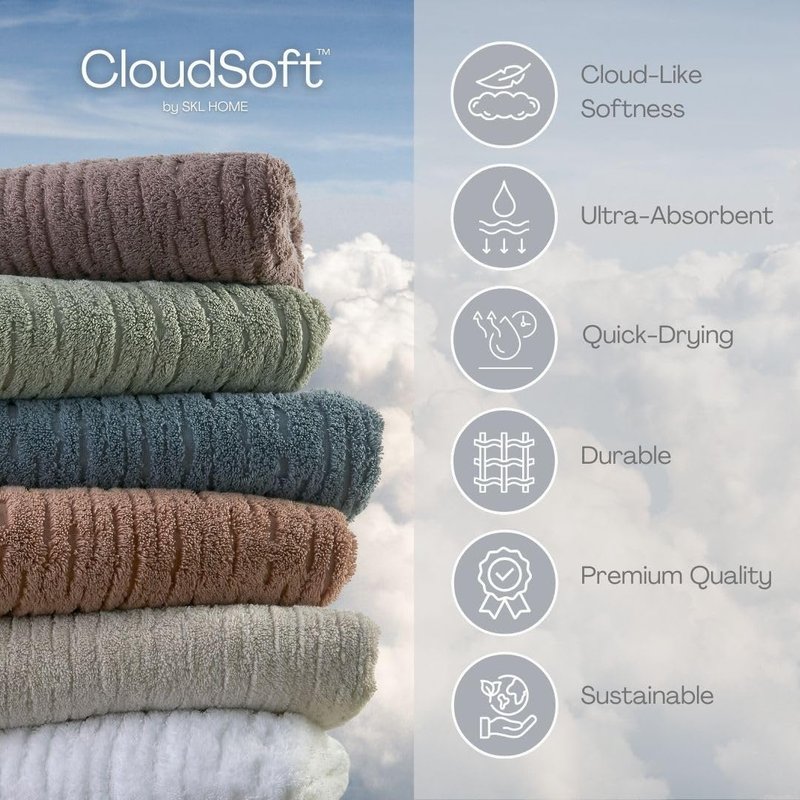 SKL Home CloudSoft Cotton Luxury 4 Pc Bath Towel Set, Plum
