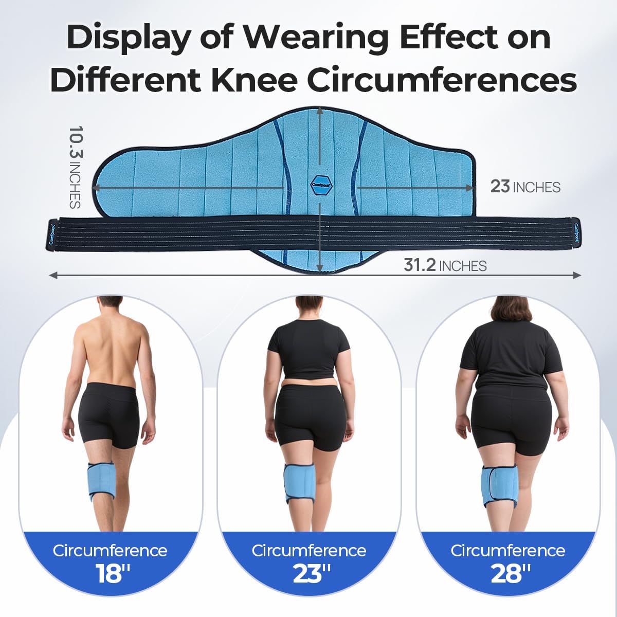 Comfpack Knee Ice Pack Wrap, 2 Hours Long Lasting Coldness Ice & Compression Therapy Flexible Ice Pack for Knee Replacement Surgery, Arthritis Pain, ACL, Swelling, Sports Injuries(23" × 10.3"")"