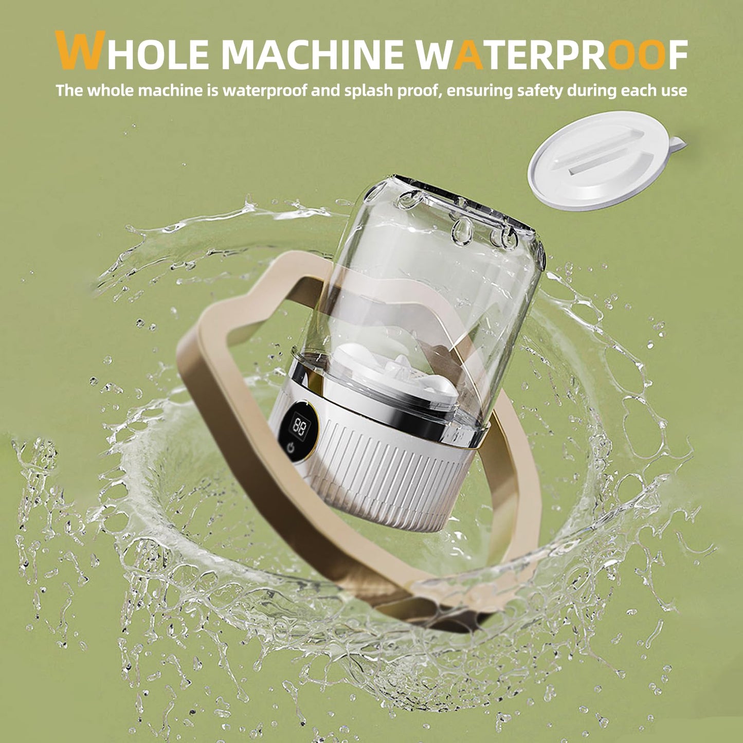 Portable Mini Washing Machine, 1 L underwear washer with Digital Timer Display for underwear, socks, saliva towels, suitable for apartments, hotels, and travel and Fathers Day(Pearl White)