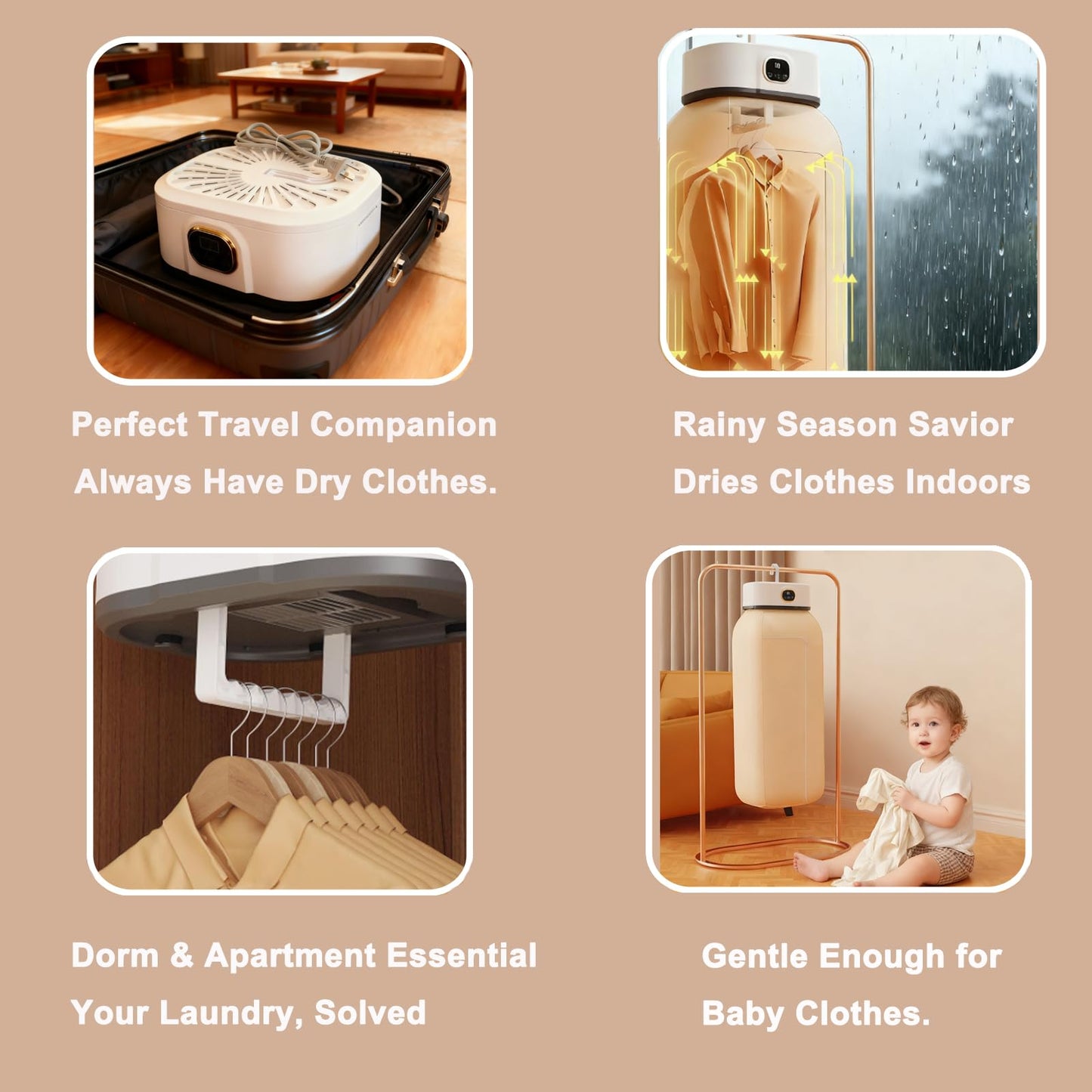 Portable Clothes Dryer,Mini Laundry Dryers,Small Compact Foldable Dryer with Adjustable Timer and for Apartment, RV,Travel,Home,School