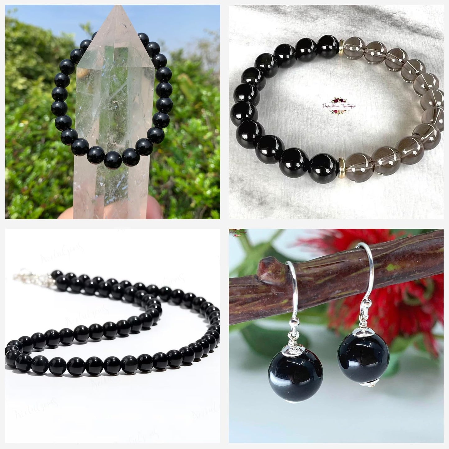 Risyfjew 100PCS 8mm Natural Black Obsidian Beads Gemstone Round Loose Beads for Jewelry Making Chakra Crystal Stone Beads for Bracelets Necklace Earrings Making Supplies (100pcs/Strand)