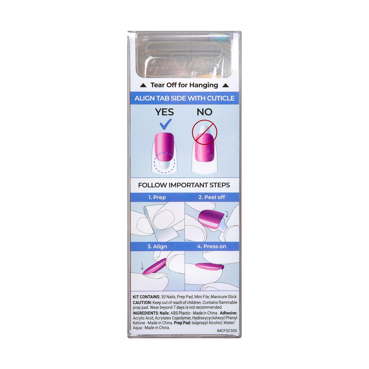 Kiss colorFX by Impress Press On Nails , ‘Sour Love’, Solid White with Pearlescent Finish, Short Oval, IMPROVED adhesive, Includes 30 Fake Nails, Prep Pad, 1 Manicure Stick, 1 Mini Nail File
