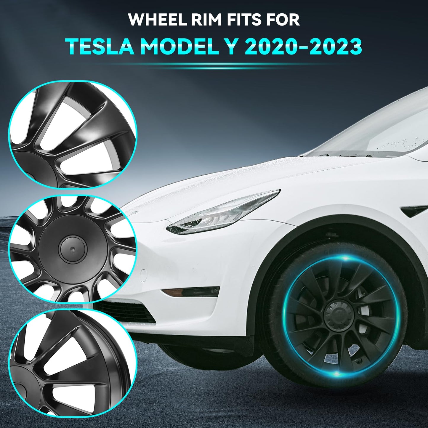 HOLUEKU New 20 Inch 20x9.5" Replacement Wheel Rim Fits for Tesla Model Y 2020 2021 2022 2023, OEM Design Wheel Black Single Rim