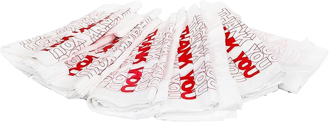 TashiBox Shopping Bags/Thank You Bags/Reusable and Disposable Grocery Bag - Measures 11.5"" X 6.25"" X 21"", 15mic, 0.6 Mil (308)", transparent (Bag-308)