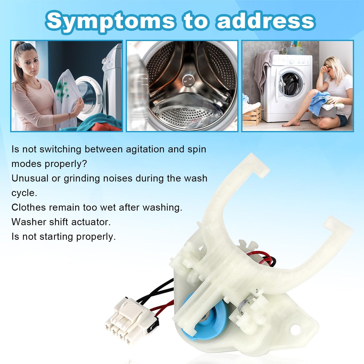 Upgraded WH03X30517 Washer Shift Actuator, WH01X27538 Drive Belt, WH05X24185 Clutch & WH01X24434 Spring Kit Compatible with GE/Hotpoint Washing Machines