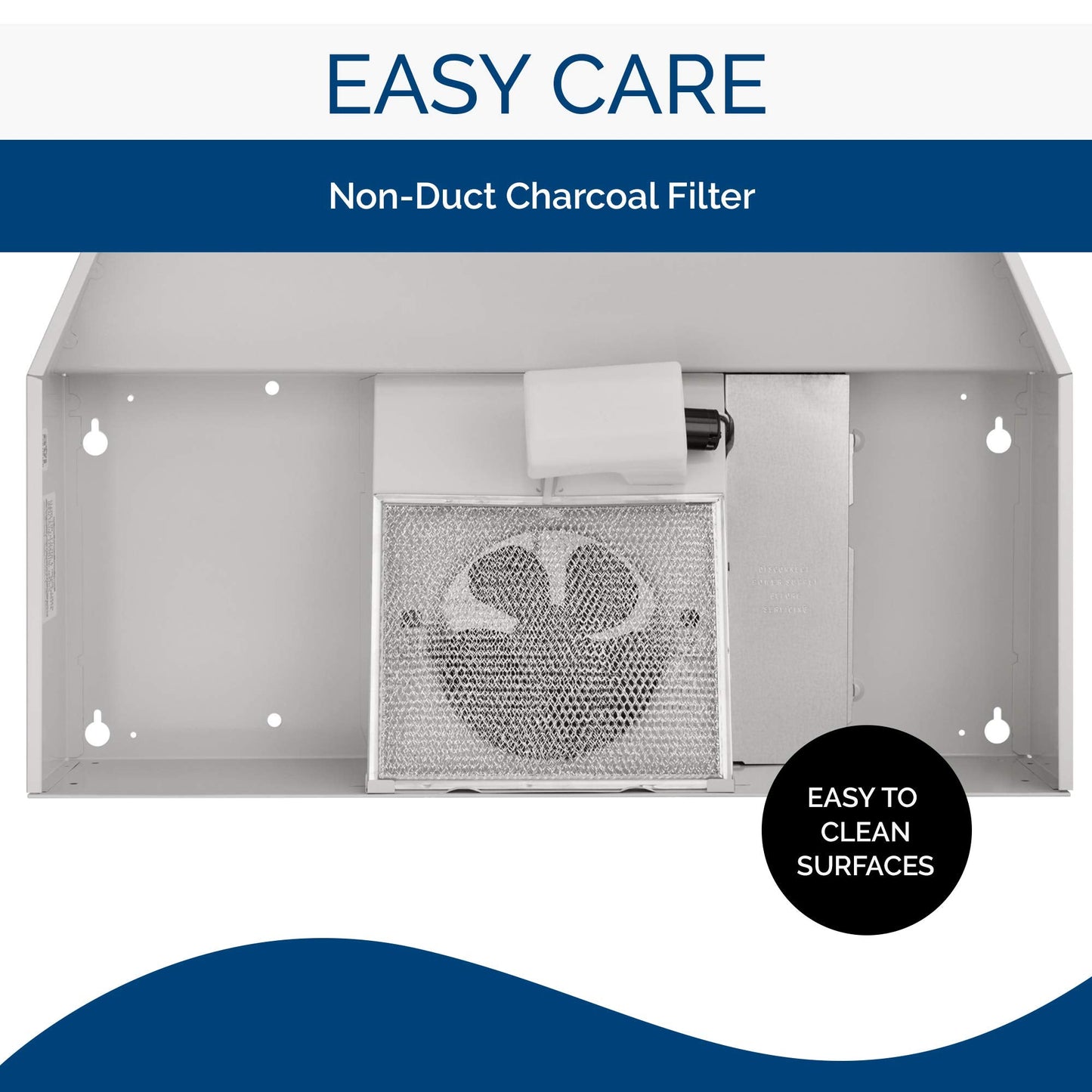 Broan-NuTone BUEZ124WW Non-Ducted Ductless Range Hood with Lights Exhaust Fan for Under Cabinet, 24-Inch, White