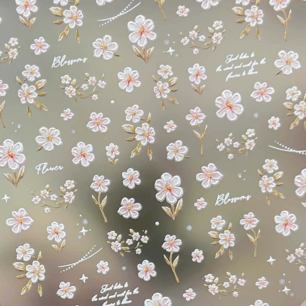 1Pcs Flower Nail Art Stickers Decals 5D Embossed Pink Flower Nail Decals Cute Small Floral Nail Stickers for Women Spring Summer Nail Art Decorations Supplies