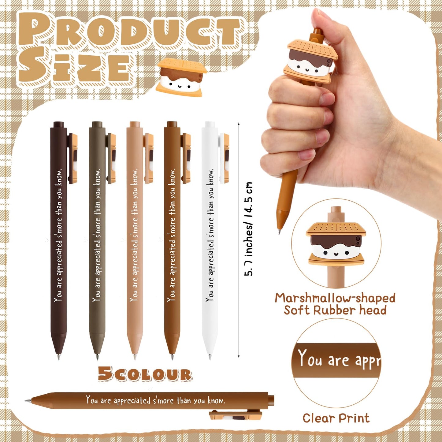 MotiMind 60 Pcs Inspirational Thank You Pens Gifts Bulk for Employee Coworker, Funny Appreciation Pens Gifts for Office Team Staff (Marshmallow)