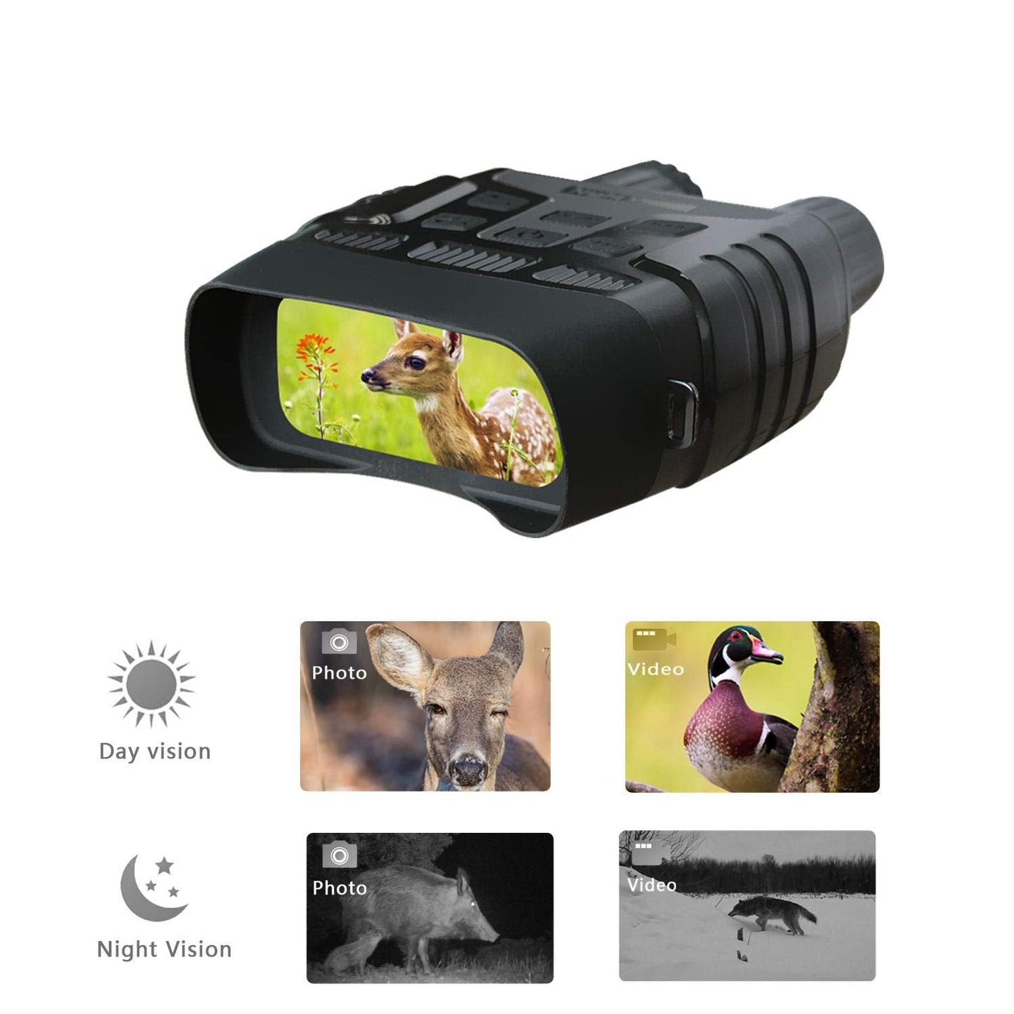 Digital Infrared Night Vision Binoculars Scope for 100% Darkness with 2.31" TFT LCD and 300m View Range Record HD Image & 720p Video for Hunting and Wildlife Monitoring