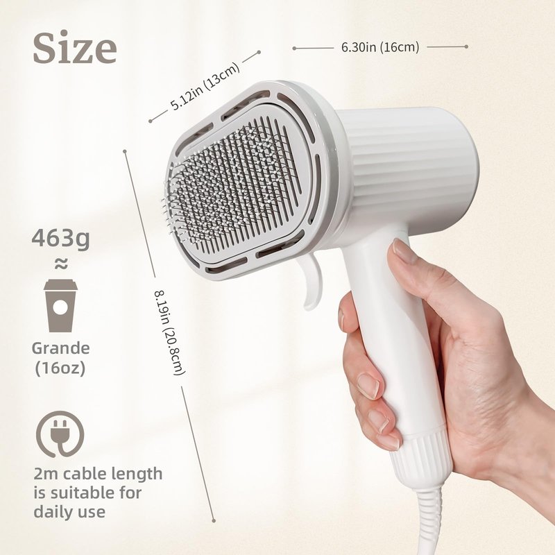 Dog Brush for Shedding, Professional 2-in-1 Pet Hair Dryer & Dog Grooming Brush with Removable Comb, Adjustable Temperature/Speed, Portable Brush for Dogs and Cats
