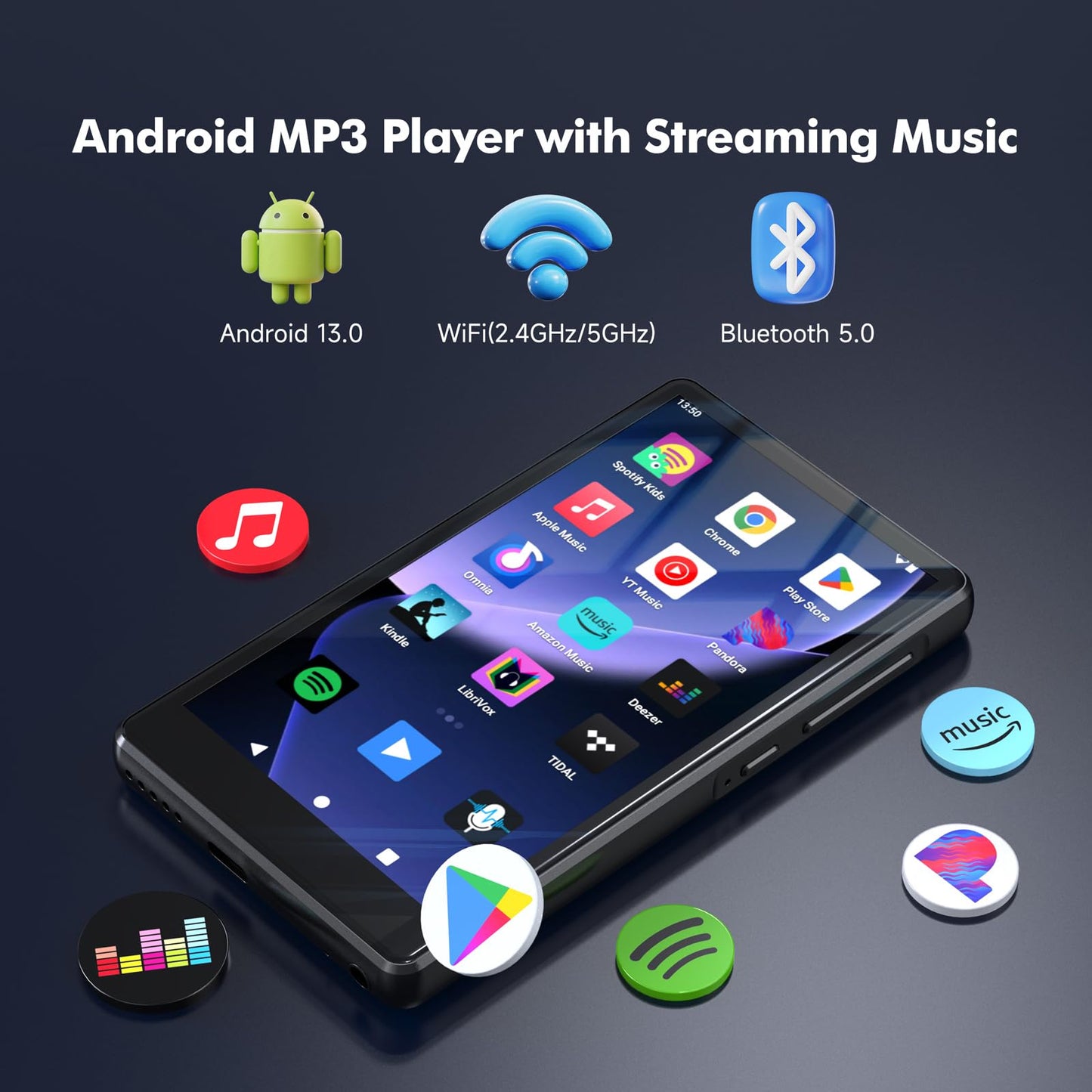RUIZU 83GB Android MP3 Player with Bluetooth and WiFi, 4.5" IPS Touchscreen Music Player with Spotify, Pandora, Amazon Music, Parental Control MP4 MP3 Player for Kids with Libby, Audible, Up to 1TB