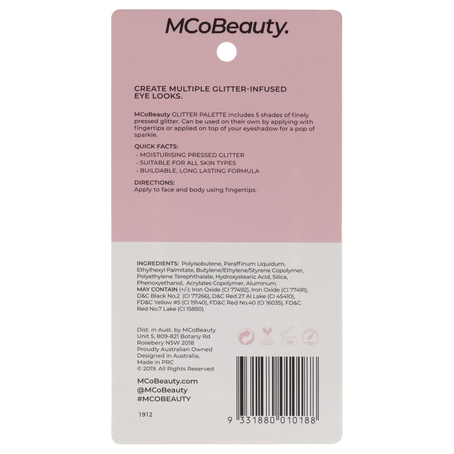 MCoBeauty Glitter Palette - Add A Touch Of Sparkle To Your Eyes - With 5 Different Wearable Shades - Flexible Formula Blends Easily - Can Be Worn Alone Or On Top Of Eyeshadow - 1 Pc