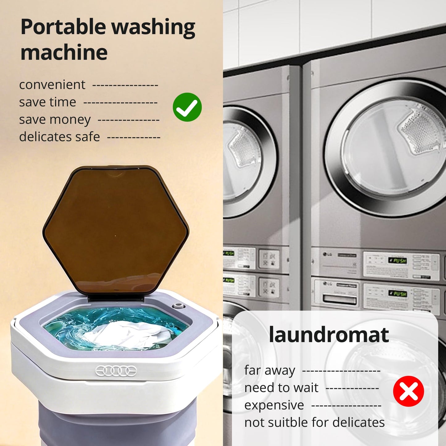 Welsteepse Portable Washing Machine, 16L Upgraded Mini Washer with Spin Basket Laundry Machine for Baby Clothes, Underwear, Socks; Ideal for Travel, Dorms, Camping (purple)