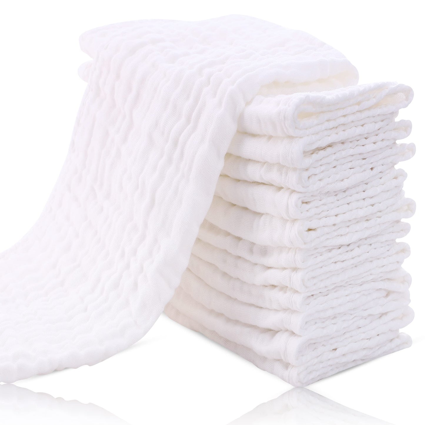 Cute Castle 12 Pack Muslin Burp Cloths for Baby - Ultra-Soft 100% Cotton Baby Washcloths - Large 20'' by 10'' Super Absorbent Milk Spit Up Rags - Burpy Cloths for Unisex, Boy, Girl - Multicolor
