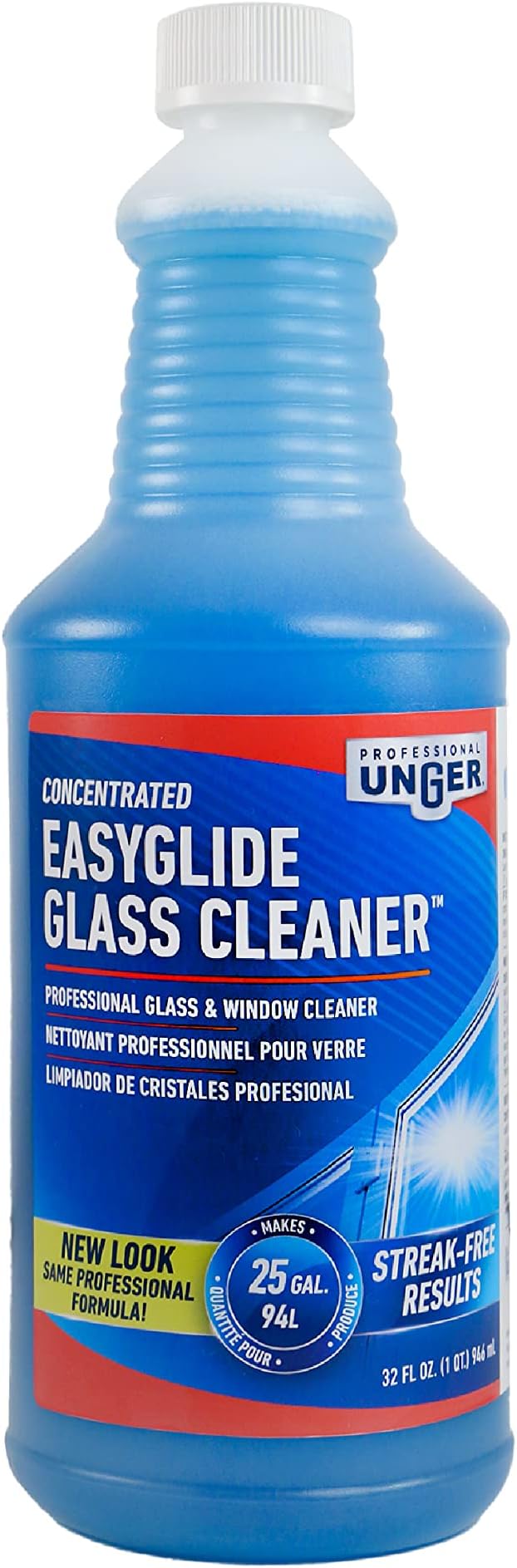 Unger Professional Streak-Free EasyGlide Glass Cleaner Concentrate, 32 oz â Ammonia-Free, Makes 25 Gallons of Solution , Safe for Tinted Windows, LOW-E Glass, Windshields & Mirrors
