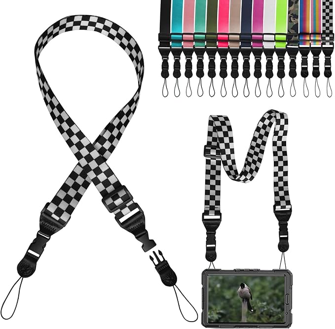 Adjustable iPad Strap:Comfortable Nylon Neck Strap Lanyard for Tablet Case,Camera Binocular Crossbody Laptop Luggage Bag(Black-And-White)