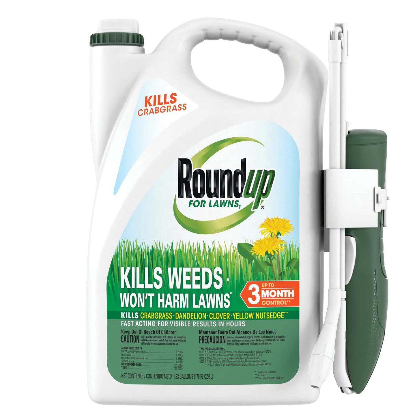 Roundup for Lawnsâ Ready-to-Use with Extend Wand, Tough Weed Killer for Use on Northern Grasses, 1.33 gal.