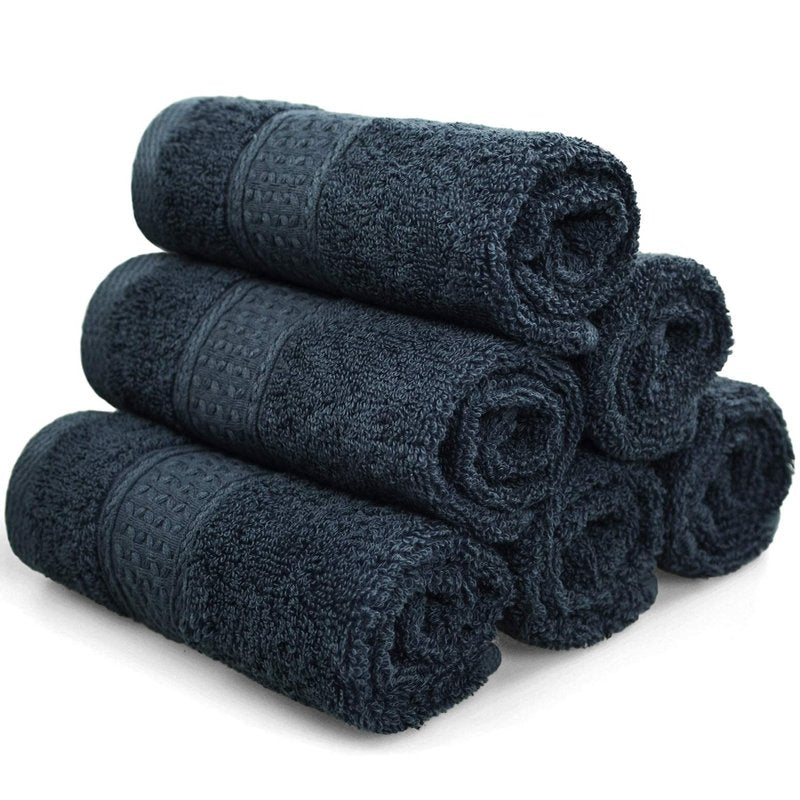 Cleanbear Extra Soft Wash Cloths Washcloths Set 6-Pack 13 x 13 Inches, Highly Absorbent Facecloths (Dark Gray)