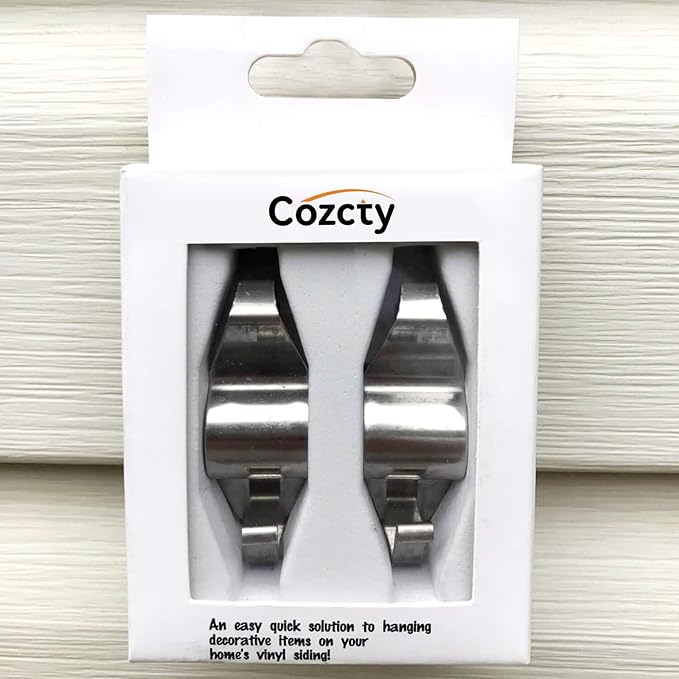 Cozcty Vinyl Siding Hooks, (8 Pack) No Drilling Siding Clips for Hanging Outdoor Decorations and String Lights, Reusable Heavy-Duty Wreath Hangers for Hanging Front Porch Patio Decor